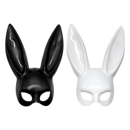 Embhlitfe 2 Stück Hasenmaske,Schwarze Hasenmaske Kaninchen Halbmaske Frauen Weiße Hasenmaske Kaninchenmaske Erwachsene,Hasenmaske Frauen Hasenohr Halbmaske für Erwachsene Halloween Maskerade Zubehör Embhlitfe 2 Stück Hasenmaske,Schwarze Hasenmaske Kaninchen Halbmaske Frauen Weiße Hasenmaske Kaninchenmaske Erwachsene,Hasenmaske Frauen Hasenohr Halbmaske für Erwachsene Halloween Maskerade Zubehör von Embhlitfe