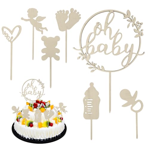 Embhlitfe 7 Stück hölzerne Baby Dusche Kuchen Topper, Gold Boho Kuchen Topper Dekorationen für Baby-Duschen und Geschlecht Reveal Parteien für Jungen und Mädchen Embhlitfe 7 Stück hölzerne Baby Dusche Kuchen Topper, Gold Boho Kuchen Topper Dekorationen für Baby-Duschen und Geschlecht Reveal Parteien für Jungen und Mädchen von Embhlitfe