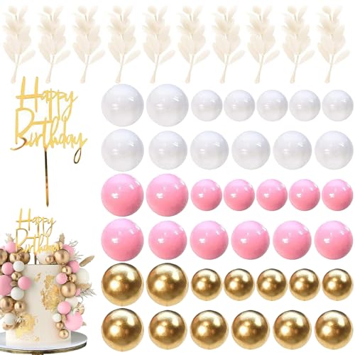 Embhlitfe Boho-Kuchendekorationen, Kugel-Kuchendekoration, Khaki- und Gold-Kugeln für Kuchendekoration, Regenbogen-Kuchenbälle für Geburtstag, Hochzeit, Babyparty, Party-Dekoration, 50 Stück (Rosa) Embhlitfe Boho-Kuchendekorationen, Kugel-Kuchendekoration, Khaki- und Gold-Kugeln für Kuchendekoration, Regenbogen-Kuchenbälle für Geburtstag, Hochzeit, Babyparty, Party-Dekoration, 50 Stück (Rosa) von Embhlitfe