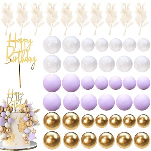 Embhlitfe Boho-Kuchendekorationen, Kugel-Kuchendekoration, Khaki- und Gold-Kugeln für Kuchendekoration, Regenbogen-Kuchenbälle für Geburtstag, Hochzeit, Babyparty, Party-Dekoration, Violett, 50 Stück Embhlitfe Boho-Kuchendekorationen, Kugel-Kuchendekoration, Khaki- und Gold-Kugeln für Kuchendekoration, Regenbogen-Kuchenbälle für Geburtstag, Hochzeit, Babyparty, Party-Dekoration, Violett, 50 Stück von Embhlitfe