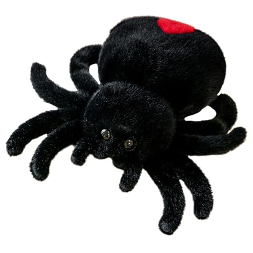 Embhlitfe Halloween Spinnen Plüschtier,Realistisches Stofftier Große Spinne Weiches Cartoon Plüsch Spinnenspielzeug,Gruseliges Spinnen Plüschkissen für Kinder Erwachsene Halloween Deko (Schwarz) von Embhlitfe