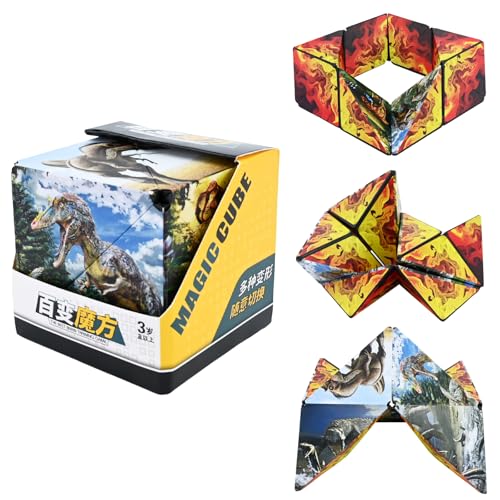Infinity Cube Magnetwürfel - 3D Anti-Stress Spielzeug für Kinder ab 8 Jahre & Erwachsene, IQ-Lernspiel mit Magneten, Reisegröße 55x55 mm (Dinosaurier) von Embhlitfe