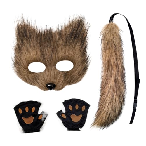 Emdvsco Fuchs Kostüm - Halloween Verkleidung Zubehör,Kinder Fuchs Gesichtsmaske Pfote Schwanz Halloween Verkleidung - für Party Feier Event Maskenball Convention Karneval Festtage Erwachsene Emdvsco Fuchs Kostüm - Halloween Verkleidung Zubehör,Kinder Fuchs Gesichtsmaske Pfote Schwanz Halloween Verkleidung - für Party Feier Event Maskenball Convention Karneval Festtage Erwachsene von Emdvsco