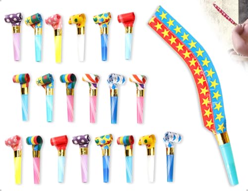 Emezddo 20 Stück Tröten,Kinder Jubel Partytröten,Lustige Spielzeuge,Kindergeburtstag Luftrüssel,Krachmacher,verwendet für Geburtstag Party,Graduierung,Festliche Anlässe von Emezddo