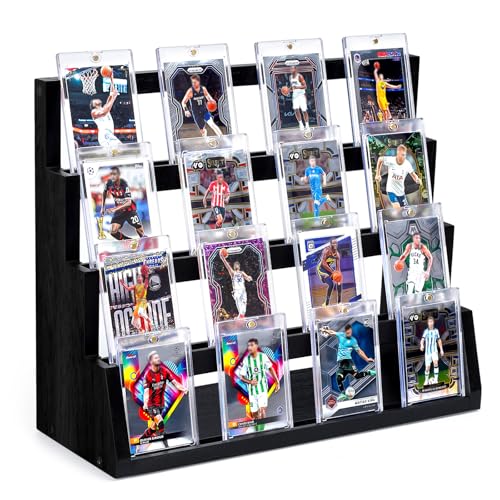 Emfogo Karten-Display-Ständer, 4-stöckiges Sammelkarten-Display, hölzerne abgestufte Karten-Display, Baseball-Sportkarten-Display, Sammelkarten-Display-Ständer für Kartensammlung & Show (Schwarz) Emfogo Karten-Display-Ständer, 4-stöckiges Sammelkarten-Display, hölzerne abgestufte Karten-Display, Baseball-Sportkarten-Display, Sammelkarten-Display-Ständer für Kartensammlung & Show (Schwarz) von Emfogo