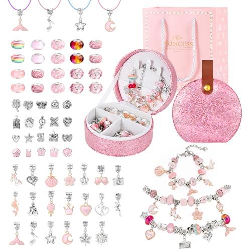 Emibele Charm Perlen Armband Bastelset Mit Tragbarer Schmuckbox, Schmuck Bastelset Für Kinder Alter 5 6 7 8-12,DIY Kunst Handwerk Spielzeug Für Teenager Mädchen Geschenkideen Zu Geburtstag Weihnachten Emibele Charm Perlen Armband Bastelset Mit Tragbarer Schmuckbox, Schmuck Bastelset Für Kinder Alter 5 6 7 8-12,DIY Kunst Handwerk Spielzeug Für Teenager Mädchen Geschenkideen Zu Geburtstag Weihnachten von Emibele