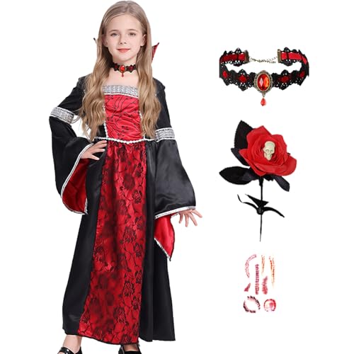 Emin Mädchen Vampir Kostüm mit Zubehör Gothic Vampir-Königin Verkleidung Kinder Vampir Kleid Hexenkleid Weihnachten Geburtstag Party Halloween Karneval Cosplay Prinzessin Verkleiden Emin Mädchen Vampir Kostüm mit Zubehör Gothic Vampir-Königin Verkleidung Kinder Vampir Kleid Hexenkleid Weihnachten Geburtstag Party Halloween Karneval Cosplay Prinzessin Verkleiden von Emin