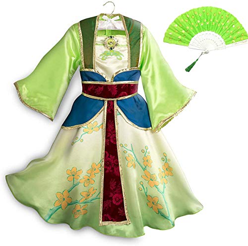 Emin Mulan Kostüm Mädchen Kleid mit Chinesische Handfächer Chinesische Traditionelle Kleidung für Kinder Halloween Party Verkleidung Festlich Karneval Festkleid Mulan Kleidung 2020 von Emin