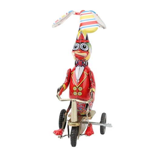 Emoshayoga Ente auf Fahrrad-Spielzeug, Handgefertigtes Uhrwerk-Schießspielzeug, Feine Verarbeitung, Vintage-Blechspielzeug für Party von Emoshayoga
