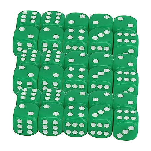 Würfel, 30-teiliges 6-seitiges Würfelset aus Leichtem Kunststoff mit Runden Ecken für Brettspiele (Grün) von Emoshayoga