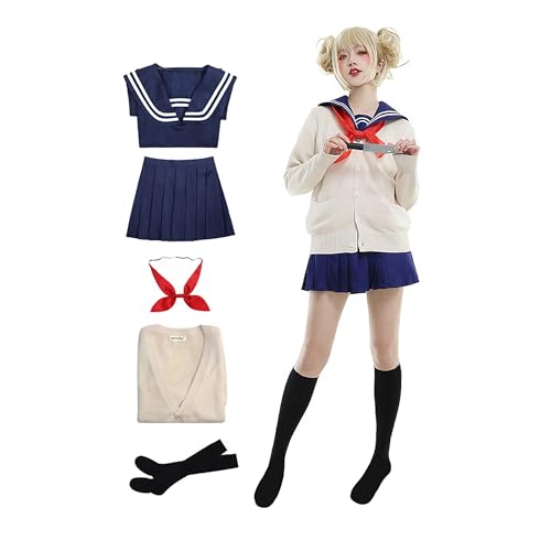 Emyzkc Himiko Toga Cosplay Outfit Schule Uniform Sailor JK Kleid Perücke Halloween Anime Spiel Kostüme Full Set mit Zubehör für Frauen von Emyzkc
