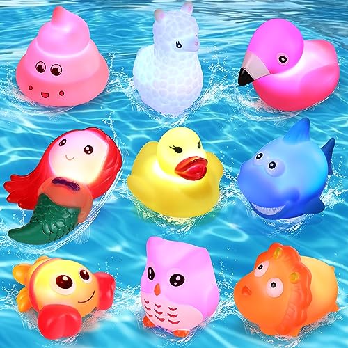 Encham Badespielzeug Schwimmende Badewannenspielzeug Baden Spielzeug mit Licht für Kleinkind Jungen Mädchen von Encham