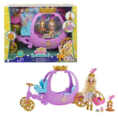 Enchantimals GYJ16 - Spielset Rollende Kutsche für Prinzessinnen (20,5 cm), aus der Royals Kollektion, Peola Pony Puppe und Tierfigur, 7 Zubehörteile, tolles Geschenk für Kinder von 3 bis 8 Jahren von Enchantimals
