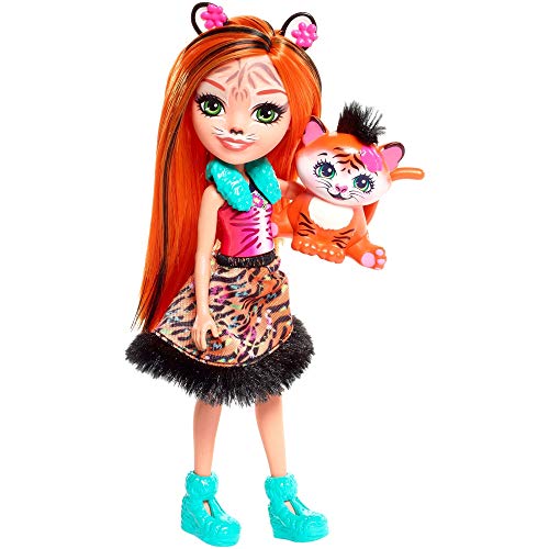 Enchantimals FRH39 - Enchantimals Tigermädchen Tanzie Tiger Puppe (15 cm) und Tierfreund Tuft von Enchantimals