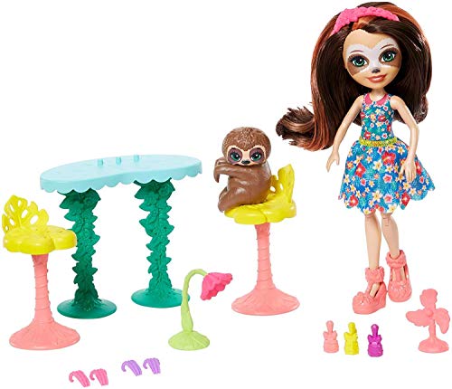 Enchantimals GFN54 - Themenpack Sela Sloth und Treebody Kleine Auszeit Nagelstudio Puppen Spielset, Spielzeug ab 4 Jahren von Enchantimals