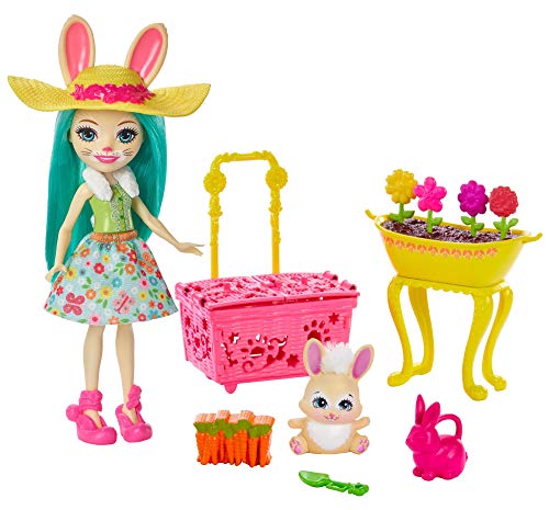 Enchantimals GJX33 - Gartenfreunde Spielset mit Fluffy Bunny Puppe, Tierfreund Mop und Zubehör, Spielzeug ab 4 Jahren von Enchantimals