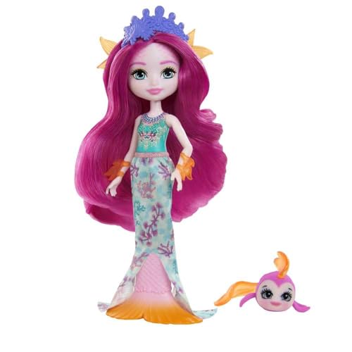 Enchantimals GYJ02 - Maura Mermaid Puppe & Glide Tierfreundin Figur, Puppe (15,2 cm) mit abnehmbarem Rock und Zubehör, aus der Royals Kollektion, tolles Geschenk für Kinder von 3 bis 8 Jahren von Mattel
