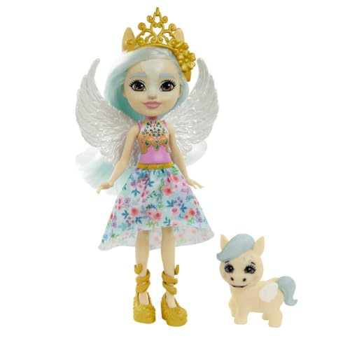 Enchantimals GYJ03 - Paolina Pegasus Puppe & Wingley Tierfreundin Figur, Puppe (15,2 cm) mit abnehmbarem Rock und Zubehör, aus der Royals Kollektion, tolles Geschenk für Kinder von 3 bis 8 Jahren von Enchantimals