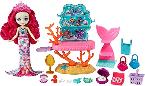 Enchantimals HCF71 - Royal Meerjungfrauen-Schätze Shop Spielset, inkl. Milagra Mermaid Puppe (ca 15 cm.), Tierfigur & Zubehör, Spielzeug für Kinder ab 4 Jahren von Enchantimals