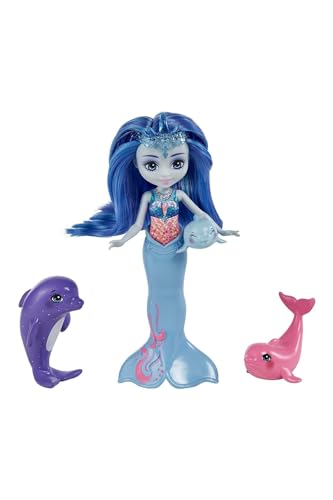 Enchantimals HCF72 - Royal Enchantimals Dorinda Dolphin Puppen-Familie (ca. 15 cm) mit abnehmbarer Flosse und 3 Seepferdchen-Tierfiguren, tolles Spielzeug Geschenk für Kinder ab 3 Jahren von Enchantimals