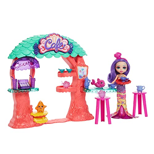 Enchantimals HCF86 - Royal Unterwasser-Café (ca. 22 cm), 15 Teile, mit Meerjungfrauenpuppe Martina Mermaid, 2 Tierfreunden sowie Zubehörteilen, tolles Geschenk für Kinder ab 3 Jahren von Enchantimals