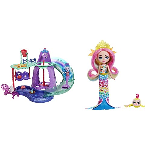 Enchantimals HCG03 - Royal Unterwasser-Abenteuerpark Spielset, ab 4 Jahren & HCF68 - Royal Radia Rainbow-Fish Puppe (15,2 cm) & Flo aus Königreich Oceana, 3 bis 8 Jahren von Enchantimals