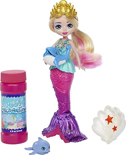 Enchantimals HFT24 - Seifenblasen Meerjungfrau Mit Delfin Tierfigur, Tolles Spielzeug Geschenk Für Kinder Ab 3 Jahren, Nicht Zutreffend, 18 cm von Enchantimals