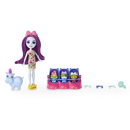 Enchantimals Puppen, Baby Best Friends-Spielsets, kleine Puppe, Freundin-Figur, 3 Tierbabys und Zubehör, Überraschung beim Auspacken, Geschenke für Kinder - HNW97 von Enchantimals