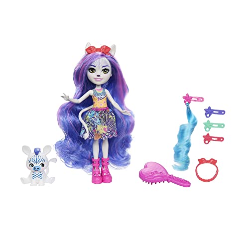 Enchantimals Zemirah Zebra-Puppe - mit langem, glamourösem Haar, begleitet von Bester Freundin Grainy, insgesamt 5 Haarspiel-Accessoires, Geschenk für Kinder ab 4 Jahren, HNV28 Enchantimals Zemirah Zebra-Puppe - mit langem, glamourösem Haar, begleitet von Bester Freundin Grainy, insgesamt 5 Haarspiel-Accessoires, Geschenk für Kinder ab 4 Jahren, HNV28 von Enchantimals