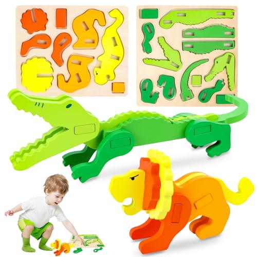 3D Holzpuzzle Holzspielzeug für Kinder, Montessori Spielzeug ab 3 Jahren, 2 Stück Tiere Lernspielzeug für Kleinkinder Pädagogisches Lernspielzeug Geschenk Mädchen Jungen 3D Holzpuzzle Holzspielzeug für Kinder, Montessori Spielzeug ab 3 Jahren, 2 Stück Tiere Lernspielzeug für Kleinkinder Pädagogisches Lernspielzeug Geschenk Mädchen Jungen von Encuryna