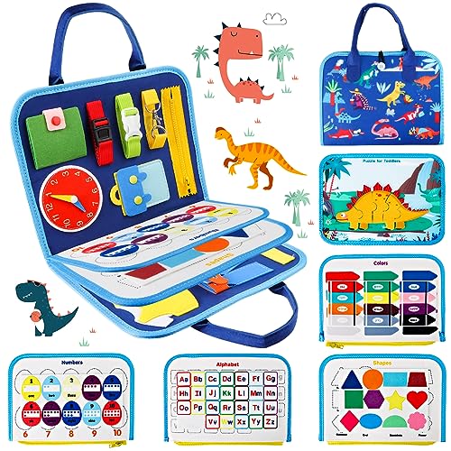 Encuryna Busy Board für Kinder 5-Schichten, Activity Board für Kleinkinder, Sensorisches Montessori Spielzeug ab 2 3 4 5 Jahre, Lernspielzeug für Jungen Mädchen von Encuryna