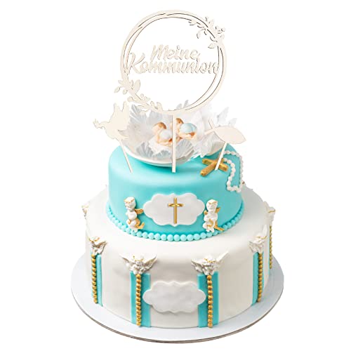 Encuryna Cake Topper Kommunion,Kommunion Tortendeko Taufe Torten Topper Taube Fisch Erstkommunion Kuchen Deko Tortendeko Party Dekoration,für Kommunion Taufe Junge Mädchen von Encuryna