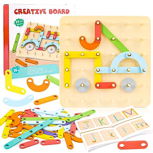 Encuryna Montessori Stecktafel Puzzle, Holzpuzzle Montessori Spielzeug, Montessori Steckbrett Puzzle, Lernspiel Steckpuzzle Buchstaben und Zahlen, Geschenk für Mädchen Jungen Kinder ab 3+ Jahren von Encuryna