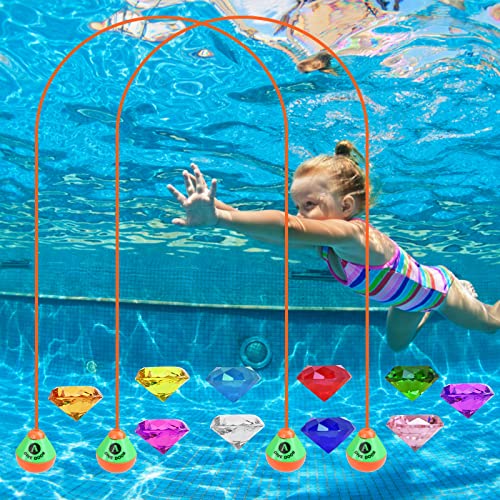 Encuryna Tauchspielzeug für Kinder - Pool Spielzeug Set mit Tauchbogen, Tauchringe - Wasserspielzeug für Outdoor Schwimmbad - Poolparty Geschenk für Jungen und Mädchen von Encuryna