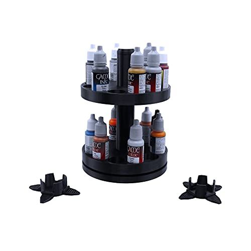 EnderToys 2-stöckiges drehendes Farbregal, 3D-gedrucktes Schreibtischregal-Organizer für Tisch, RPG, Miniatur-Acryl und Farben, kompatibel mit Vallejo-Farben von EnderToys