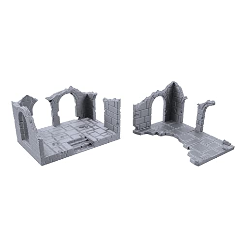 EnderToys Destroyed Brick Buildings, Terrain Scenery for Table Top 32 mm Miniatures Wargame, 3D Printed and Painted von EnderToys