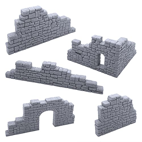 EnderToys Ruined Stone Walls Set B, Terrain Scenery for Tabletop 28mm Miniures Wargame, 3D Printed and Paintable von EnderToys