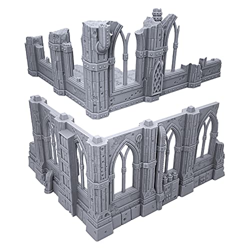 EnderToys Gotische Sci-Fi-Ruinen (Set A), 3D-gedruckte Tisch-RPG-Landschaft und Kriegsspiel-Gelände für 28-mm-Miniaturen von EnderToys