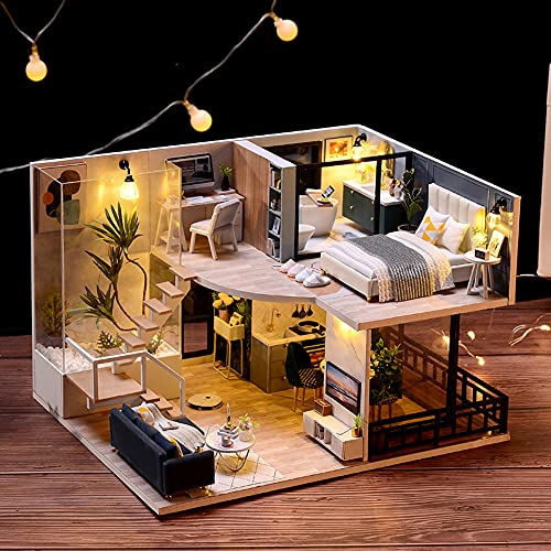 Endless Limit DIY Miniatur Haus Bausatz für Erwachsene,Puppenhaus Gewächshaus mit LED Licht,3D Puzzle Buchstütze aus Holz Modellbausatz Bastelset Bücherregal Deko Geschenken von Endless Limit