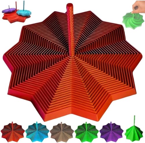 3D-gedruckter erweiterter sensorischer Fidget-Stern, erweiterbares Fraktal-Fidget-Sechskant mit Griff, Wabenspiral-Design, Fraktal-Sechskant für Erwachsene (Rot) von Endyniner