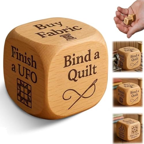 Quilter-Würfel, 6-seitige Würfel aus Holz mit gravierten Aufgaben, lustiges praktisches Werkzeug für Heimwerker, Nähbegeisterte, einzigartiges Geschenk für Quilter, Bastler, Strumpffüller (1 Stück) Quilter-Würfel, 6-seitige Würfel aus Holz mit gravierten Aufgaben, lustiges praktisches Werkzeug für Heimwerker, Nähbegeisterte, einzigartiges Geschenk für Quilter, Bastler, Strumpffüller (1 Stück) von Endyniner