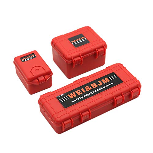 Energetic 3-teiliges Dekorationswerkzeug für Auto-Aufbewahrungsbox aus RC-Kunststoff, für Trx4 Axial Scx10 90046 D90 1/10 Rc Crawler Zubehör, Rot von Energetic