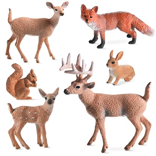 Energetic 6 Stück Waldtiere, Kreationen des Waldes, Eichhörnchen, Hirsch, Kaninchen, Familie, Miniaturen von Energetic