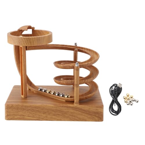 Kinetische Kunst Perpetual Motion Machine Ornament Desk Non -Stopp -Rolling Ball Toy Science Physics Gadget Desktop Dekoration (Wood Grain) von Enforose