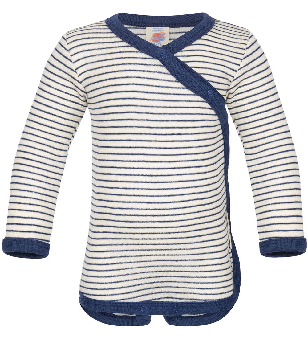 Engel Wickelbody l/ä - Wolle/Seide - Natural/Navy Blue - Engel - 50/56 - Body L/Ä Engel Wickelbody l/ä - Wolle/Seide - Natural/Navy Blue - Engel - 50/56 - Body L/Ä von Engel