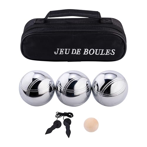 Engelhart - 010121 - Petanque Boules-Kugeln 3 Stuck - Boules Spieleklassiker 720 G, Durchmesser 74 Mm, Stofftasche von Engelhart