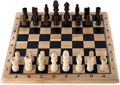 Engelhart - 150235 - Schachspiel aus Birkenholz - Bedrucktes Schachbrett - Klassische Gesellschaftsspiele - 32 Figuren - König 77 mm - 30 x 30 x 3 cm - Anfänger - 2 Spieler - Ab 6 Jahren von Engelhart