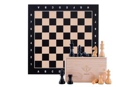 Engelhart - 170495 - Luxuriöses Schachspiel mit Koordinaten - Schwarz - 40 cm - Schachbrett aus eingelegtem Ahornholz - Gewichtete, Geschnitzte Figuren - Ab 6 Jahren Engelhart - 170495 - Luxuriöses Schachspiel mit Koordinaten - Schwarz - 40 cm - Schachbrett aus eingelegtem Ahornholz - Gewichtete, Geschnitzte Figuren - Ab 6 Jahren von Engelhart