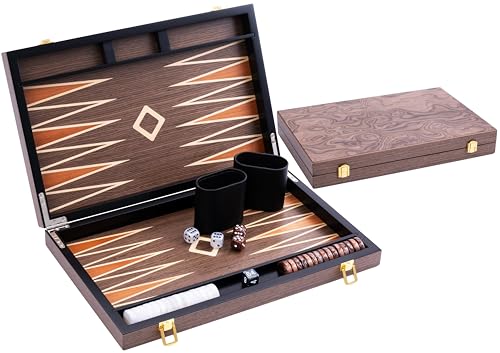 Engelhart- 250540 - Luxus-Backgammon – 15 Zoll – Nussbaumfurnier, lackiert von Engelhart