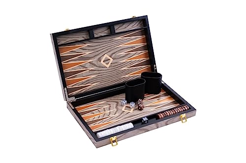 Engelhart- 250542 - Luxus-Backgammon 15 Zoll – Ebenholzfurnier lackiert – grau von Engelhart